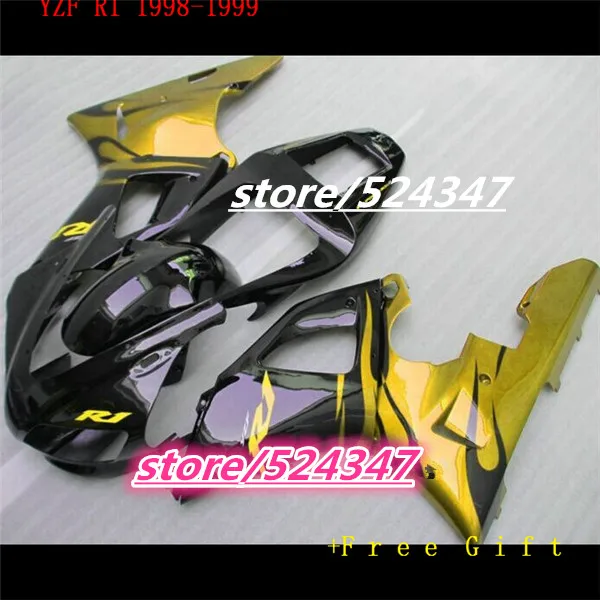 

Комплект обтекателей Hey-обтекателей для 1998, 1999, цвет: золотой, черный, YZF R1 98 99, Индивидуальный полный комплект обтекателей для Yamaha