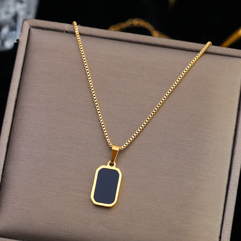 2022 New Classic Black Square Pendant Titanium Steel Necklace For Woman Korean Fashion Jewelry Girl's Temperament Clavicle Chain
2022 New Classic Black Square Pendant Titanium Steel Necklace For Woman Korean Fashion Jewelry Girl's Temperament Clavicle Chain