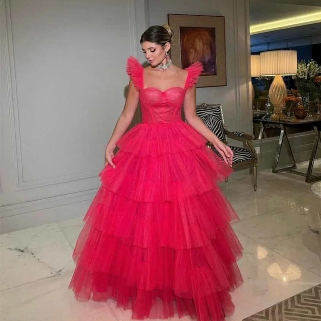 Многоярусное Тюлевое платье для выпускного вечера с оборками, Длинные бальные платья для женщин, шикарные розовые трапециевидные плиссированные вечерние платья для девушек
Многоярусное Тюлевое платье для выпускного вечера с оборками, Длинные бальные платья для женщин, шикарные розовые трапециевидные плиссированные вечерние платья для девушек