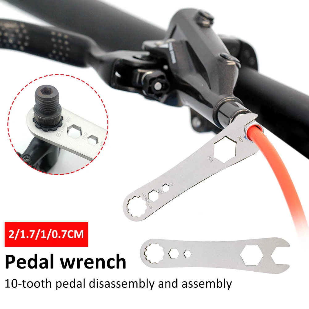 1PC MTB Bicycle Pedal Repair Wrench 20/17/10/7MM Bike Lock Pedal Disassembly Wrench Bottom Bracket Ring Spanner Bike Repair Tool
1PC MTB Bicycle Pedal Repair Wrench 20/17/10/7MM Bike Lock Pedal Disassembly Wrench Bottom Bracket Ring Spanner Bike Repair Tool