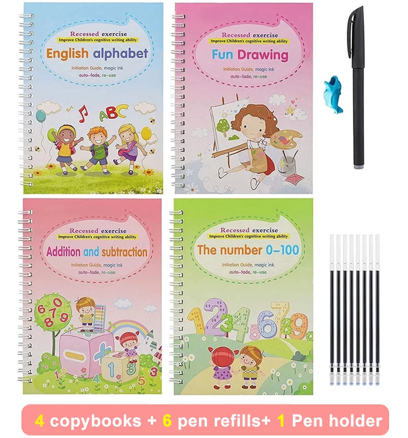 4 PCS Kawaii Magic Books Practice NoteBook Children Toy Writing Sticker Reusable Free Wiping English Maths Drawing Toys Writing
4 PCS Kawaii Magic Books Practice NoteBook Children Toy Writing Sticker Reusable Free Wiping English Maths Drawing Toys Writing