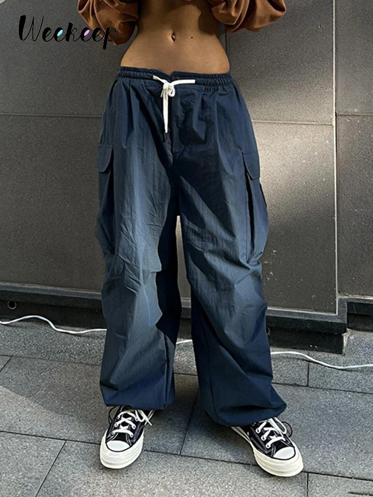 Женские брюки-карго Weekeep с заниженной талией, повседневные спортивные штаны большого размера, однотонные модные брюки для бега, женские Кап... 
Женские брюки-карго Weekeep с заниженной талией, повседневные спортивные штаны большого размера, однотонные модные брюки для бега, женские Кап...