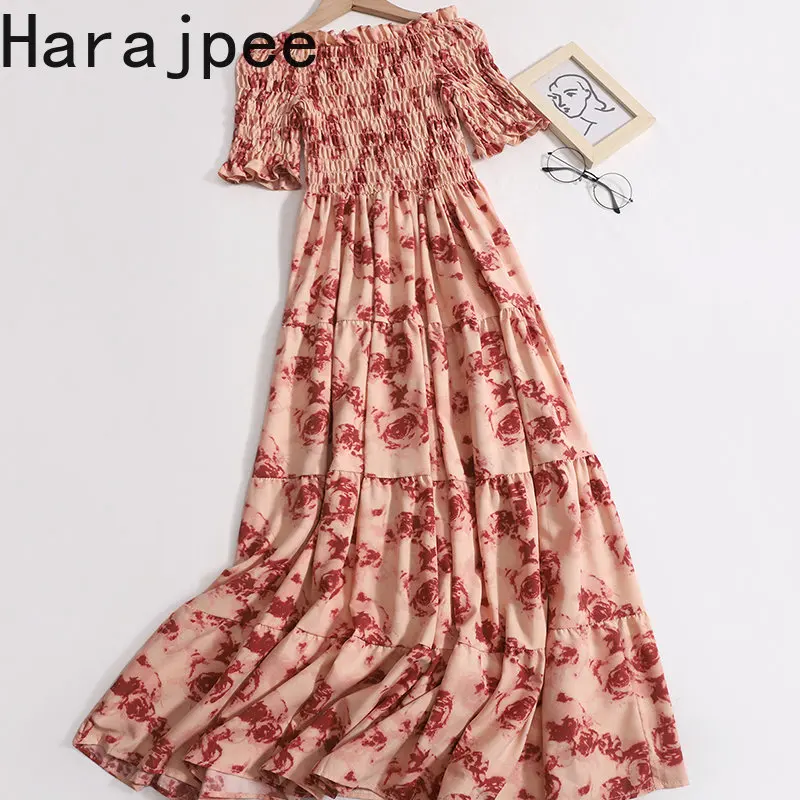 Harajpee Floral Printed Dresses Women Summer French Style Rose Slash Neck Off Shoulder Ruched Slim Stretch Vintage Elegant Dress
Harajpee Floral Printed Dresses Women Summer French Style Rose Slash Neck Off Shoulder Ruched Slim Stretch Vintage Elegant Dress