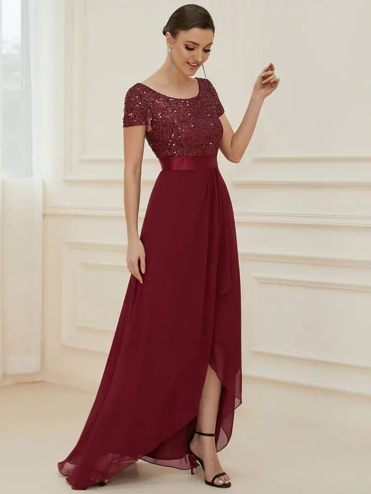 Elegant Evening Dress Long Asymmetrical Short Sleeve O-Neck Sequined Gown 2022 Ever Pretty Of Simple Prom Women Dress
Elegant Evening Dress Long Asymmetrical Short Sleeve O-Neck Sequined Gown 2022 Ever Pretty Of Simple Prom Women Dress