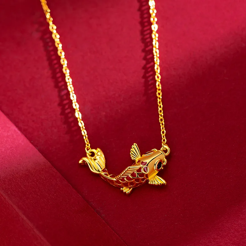 Pure 14K Yellow Gold Carp Pendant Necklace Lucky Chain Necklaces Real Gold Chain for Women Fine Jewelry Christmas Gifts
Pure 14K Yellow Gold Carp Pendant Necklace Lucky Chain Necklaces Real Gold Chain for Women Fine Jewelry Christmas Gifts