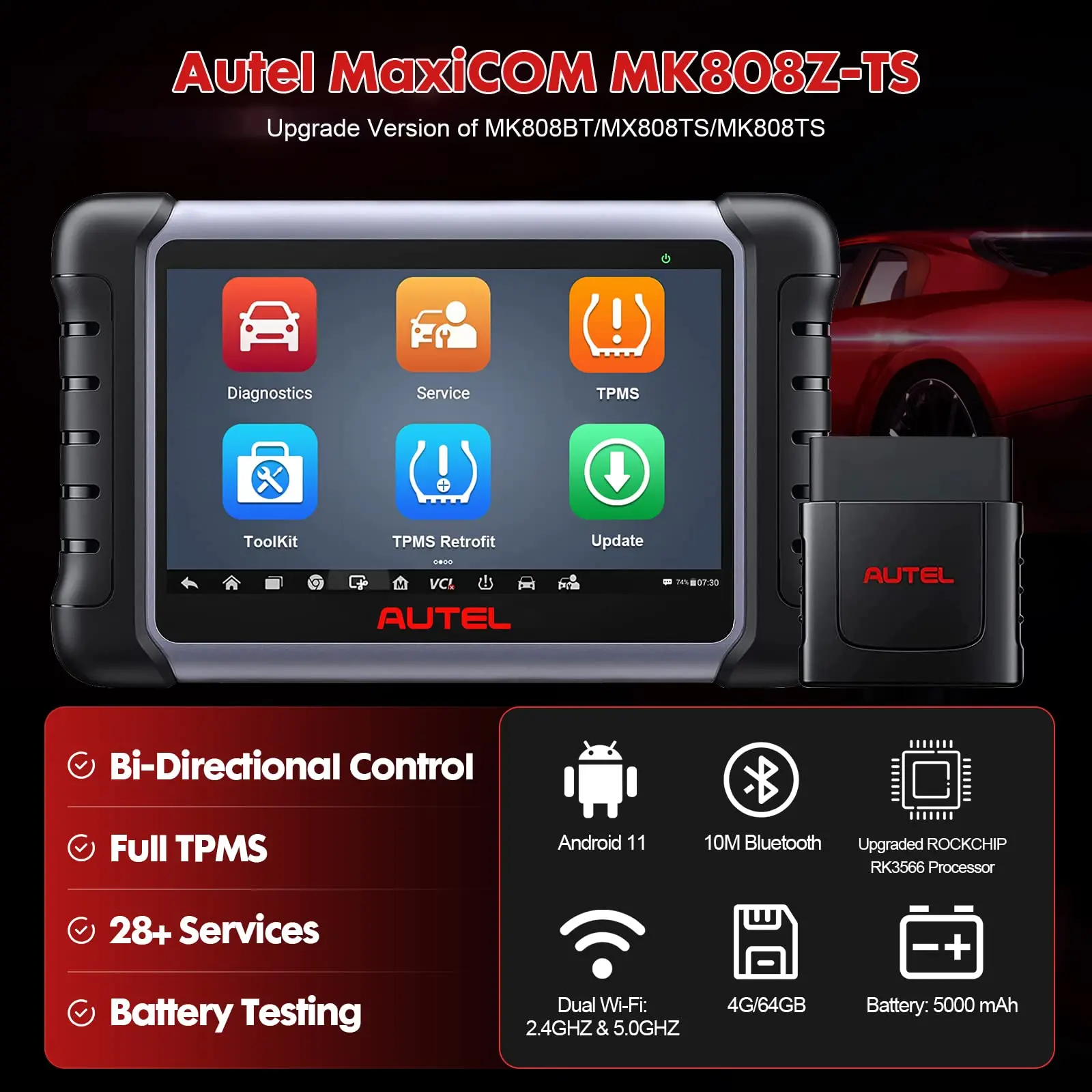 Autel Scanner OBD2 MK808Z-TS Automotive Diagnostic Code Reader Based Bi-Directional Control Scan Tool TPMS 2023 FCA Auto Auth
Autel Scanner OBD2 MK808Z-TS Automotive Diagnostic Code Reader Based Bi-Directional Control Scan Tool TPMS 2023 FCA Auto Auth