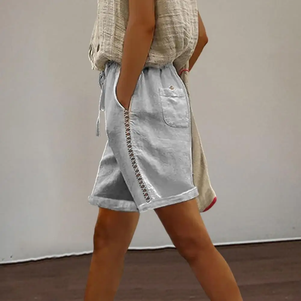 Women Shorts With Pocket Lace-up Waist Knee Length Women Trousers Soft Texture Sweat Absorbing Lace Lady Pants
Women Shorts With Pocket Lace-up Waist Knee Length Women Trousers Soft Texture Sweat Absorbing Lace Lady Pants