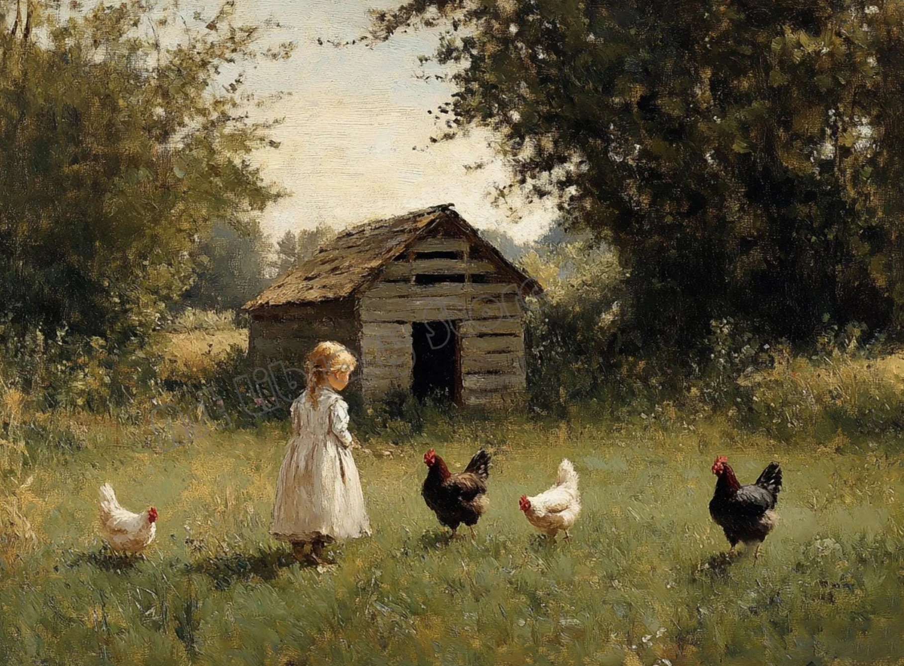 Печать на холсте "Винтажная деревенская фермерская сцена" 
Печать на холсте "Винтажная деревенская фермерская сцена"