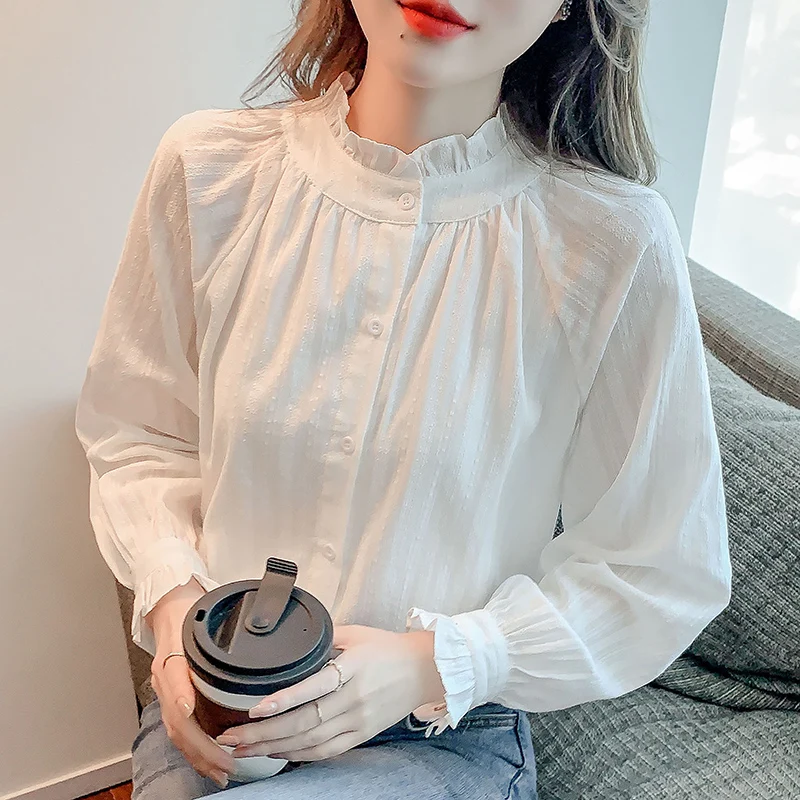 Chiffon Women's Shirt Summer 2023 New Solid Blouses Loose Ruffles Long Sleeve Top O-neck Casual Ladies Clothing YCMYUNYAN
Chiffon Women's Shirt Summer 2023 New Solid Blouses Loose Ruffles Long Sleeve Top O-neck Casual Ladies Clothing YCMYUNYAN
