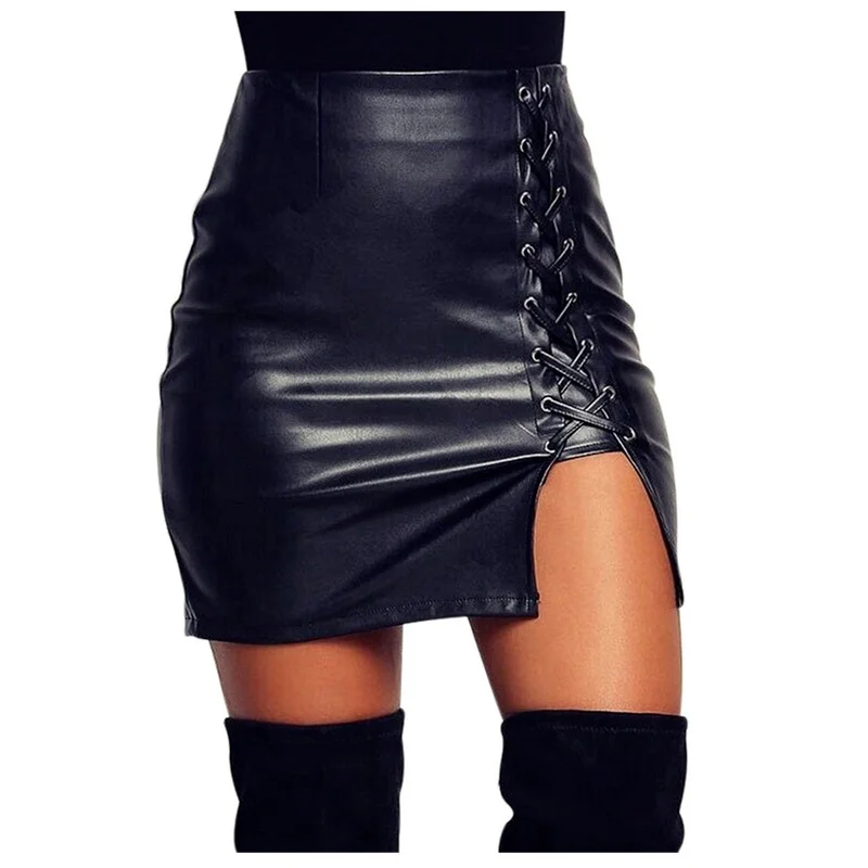 Summer Women High Waist Club Party Tight Pencil Stretch Short Mini Skirts Fashion Sexy Lace Up Bandage Skirt Black PU Leather
Summer Women High Waist Club Party Tight Pencil Stretch Short Mini Skirts Fashion Sexy Lace Up Bandage Skirt Black PU Leather