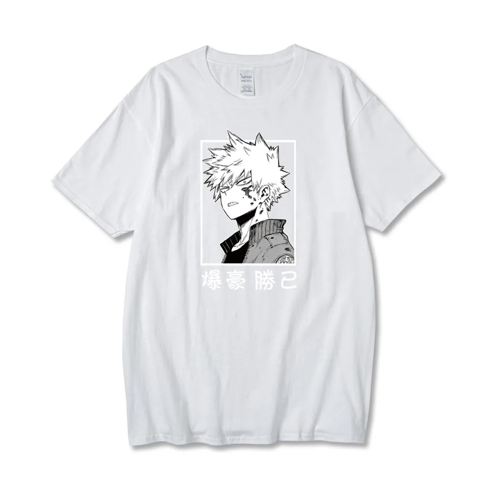 

T-shirt Men Harajuku My Hero Academia Bakugou Katsuki Print Japanese Anime Crewneck Men's T-Shirts Cozy Short Sleeve tee Tops