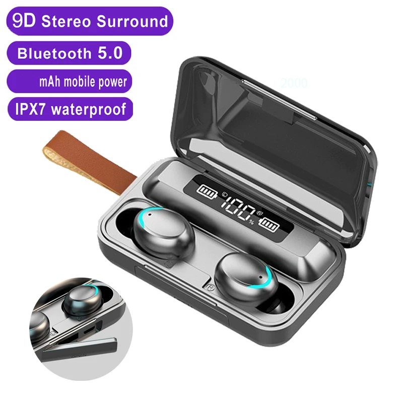 TWS Bluetooth Earphones 2000mAh Charging Box Wireless Headphone 9D Stereo Wireless Headset With Mic Sports Waterproof Earbuds
TWS Bluetooth Earphones 2000mAh Charging Box Wireless Headphone 9D Stereo Wireless Headset With Mic Sports Waterproof Earbuds