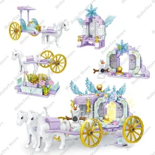 4in1 Frozen Carriage Horse Anna Elsa Princess Dolls Building Blocks Kit Bricks Cartoon Anime Movie Model Kids Girl Toys Gift