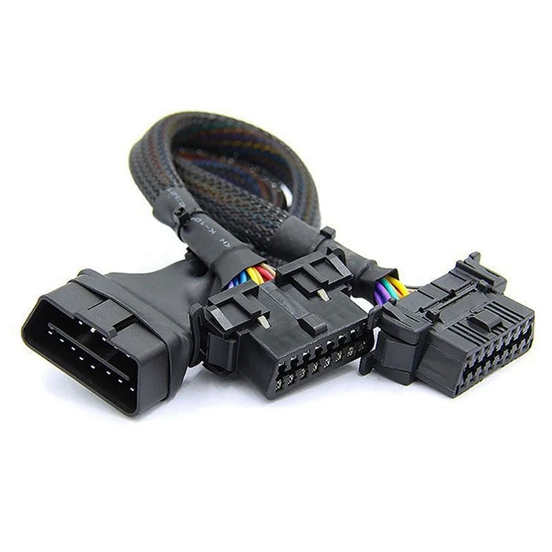 

2X 2 IN 1 OBD2 Extension Cable OBDII Male To 2 Female Splitter Car Computer Connection Conversion Plug Socket 30CM