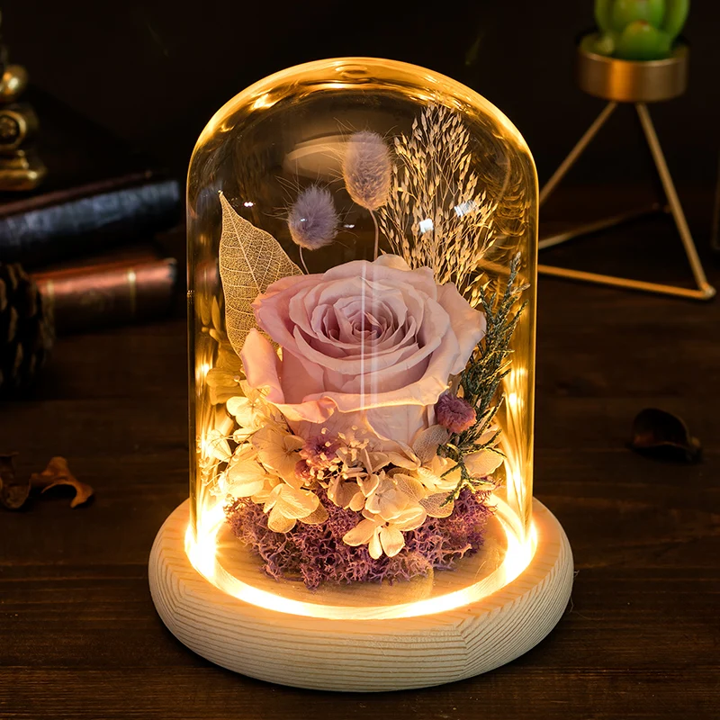 

Glass Dome Glass Bottles Cover Cloche With Wooden Base Flower Landscape Holder For Birthday Halloween Wedding Decoration