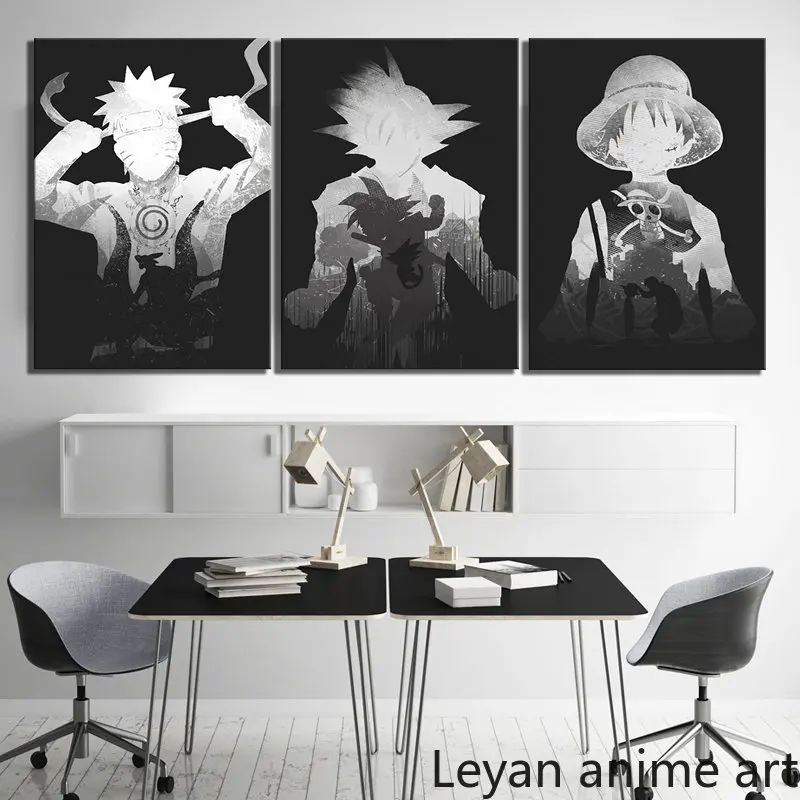 3 Piece Goku Luffy and Naruto Cartoon Pictures Black White Paintings Dragon Ball One Piece Naruto Anime Poster Wall Paintings
3 Piece Goku Luffy and Naruto Cartoon Pictures Black White Paintings Dragon Ball One Piece Naruto Anime Poster Wall Paintings