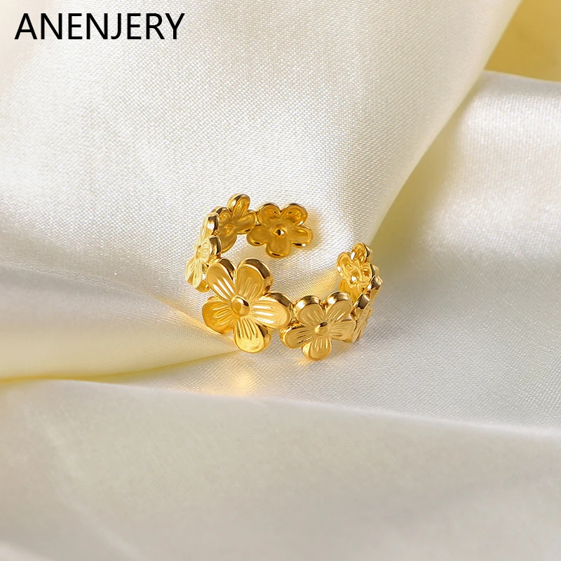 ANENJERY 316L Stainless Steel Flower Stitching Open Ring Creative Personality Women's Ring Wedding Party Jewelry Gift
ANENJERY 316L Stainless Steel Flower Stitching Open Ring Creative Personality Women's Ring Wedding Party Jewelry Gift
