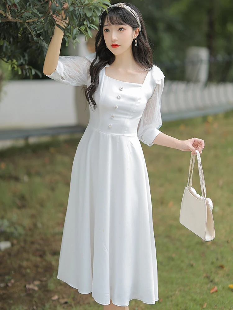 Женское длинное платье с квадратным вырезом, элегантное белое платье в винтажном дворцовом стиле с кружевной мозаикой, платье для подружки невесты на лето
Женское длинное платье с квадратным вырезом, элегантное белое платье в винтажном дворцовом стиле с кружевной мозаикой, платье для подружки невесты на лето