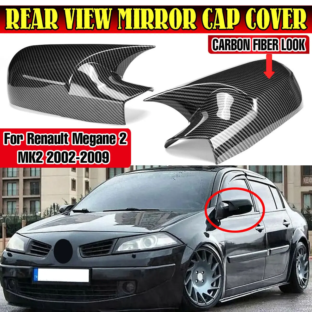Glossy Black/Carbon Fiber Car Side Wing Rearview Mirror Cover Caps For Renault Megane 2 MK2 2002-2009 Bat Rear View Mirror Cover
Glossy Black/Carbon Fiber Car Side Wing Rearview Mirror Cover Caps For Renault Megane 2 MK2 2002-2009 Bat Rear View Mirror Cover