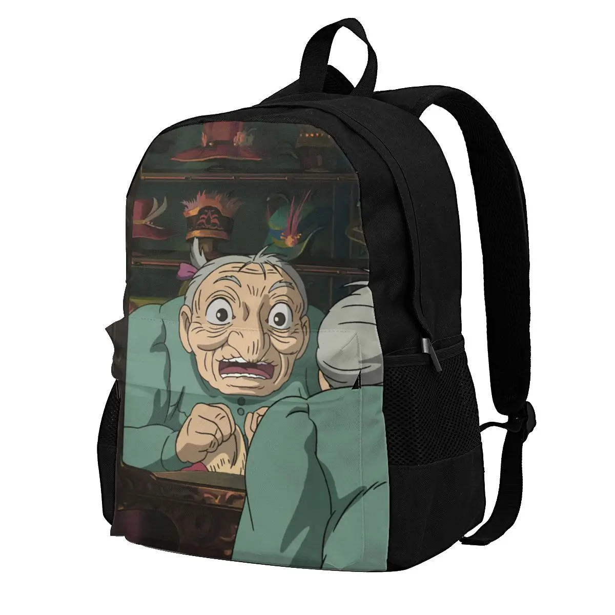 

Grandma Sophie Shocked Backpacks Howls Moving Castle Tourist Pattern Basic Backpack Polyester Trekking Bags