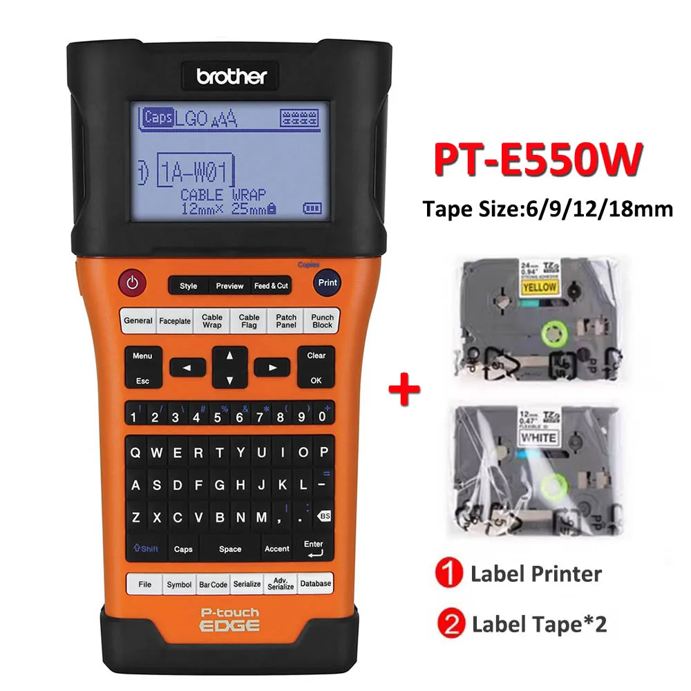 PT-E550W Brother Label Printer Handheld Portable Labeling Machine Pro Label Machine Industrial Label Maker for Brother TZe-231
PT-E550W Brother Label Printer Handheld Portable Labeling Machine Pro Label Machine Industrial Label Maker for Brother TZe-231