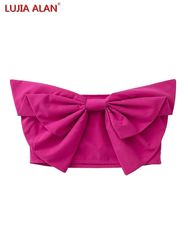 Women Sweet Bow Decoration Strapless Short Blouse Summer Female Vest Shirt Smock Crop Tops Elegant Streetwear LUJIA ALAN B233
Women Sweet Bow Decoration Strapless Short Blouse Summer Female Vest Shirt Smock Crop Tops Elegant Streetwear LUJIA ALAN B233