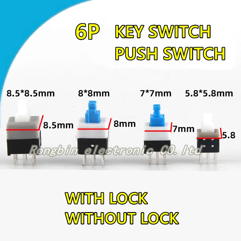 50PCS TACT SWITCH 8.5*8.5 8*8 7*7 5.8*5.8 6P TOUCH SWITCH BUTTON SWITCH PUSH SWITCH KEY SWITCH WITH LOCK WITHOUT LOCK
50PCS TACT SWITCH 8.5*8.5 8*8 7*7 5.8*5.8 6P TOUCH SWITCH BUTTON SWITCH PUSH SWITCH KEY SWITCH WITH LOCK WITHOUT LOCK