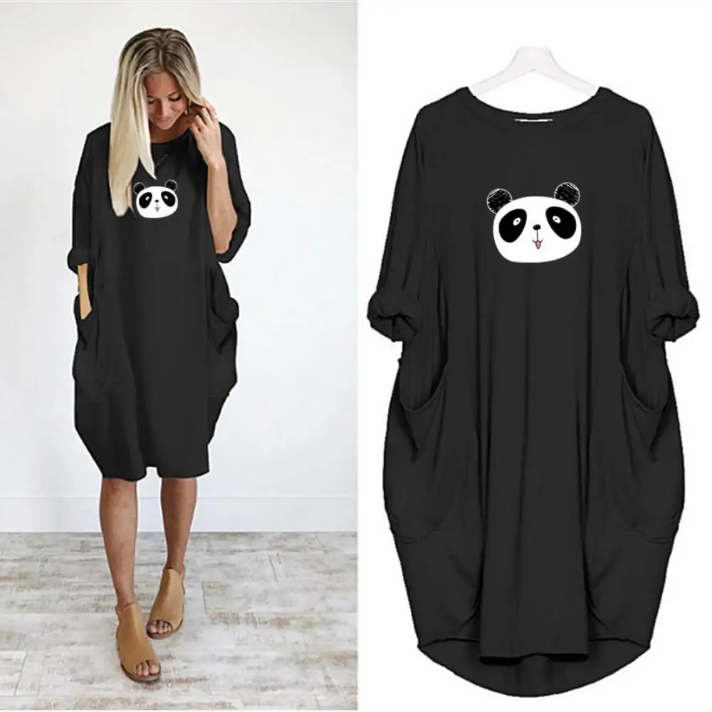 Loose Dress Women Cute Panda Cartoon Print Long Sleeves O Neck Dress Vestido Casual Female Clothing Summer Woman 2022 Dresses
Loose Dress Women Cute Panda Cartoon Print Long Sleeves O Neck Dress Vestido Casual Female Clothing Summer Woman 2022 Dresses