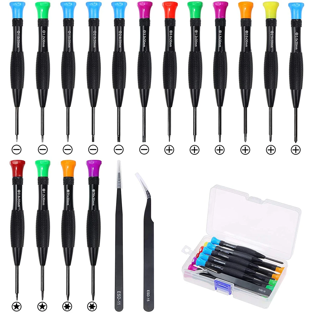 18Pcs Mini Screwdriver Set Magnetic Precision Screwdriver 0.8-3mm Cross Screwdriver for Watch Eyeglasses Electronics Repair
18Pcs Mini Screwdriver Set Magnetic Precision Screwdriver 0.8-3mm Cross Screwdriver for Watch Eyeglasses Electronics Repair