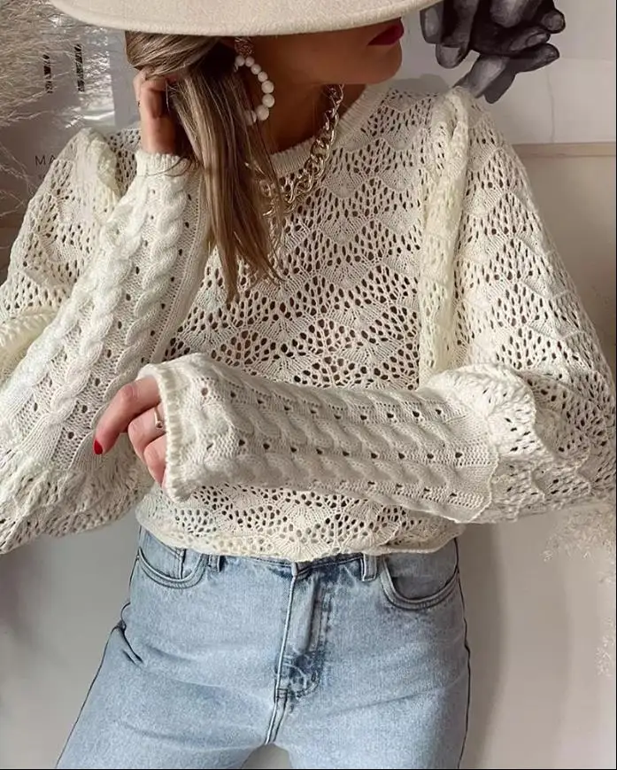 Sweaters for Women Fashion 2022 Casual Long Sleeve Puff Lantern Sleeve Knit Hollow Out Acrylic Sweater All-Match Autumn New
Sweaters for Women Fashion 2022 Casual Long Sleeve Puff Lantern Sleeve Knit Hollow Out Acrylic Sweater All-Match Autumn New