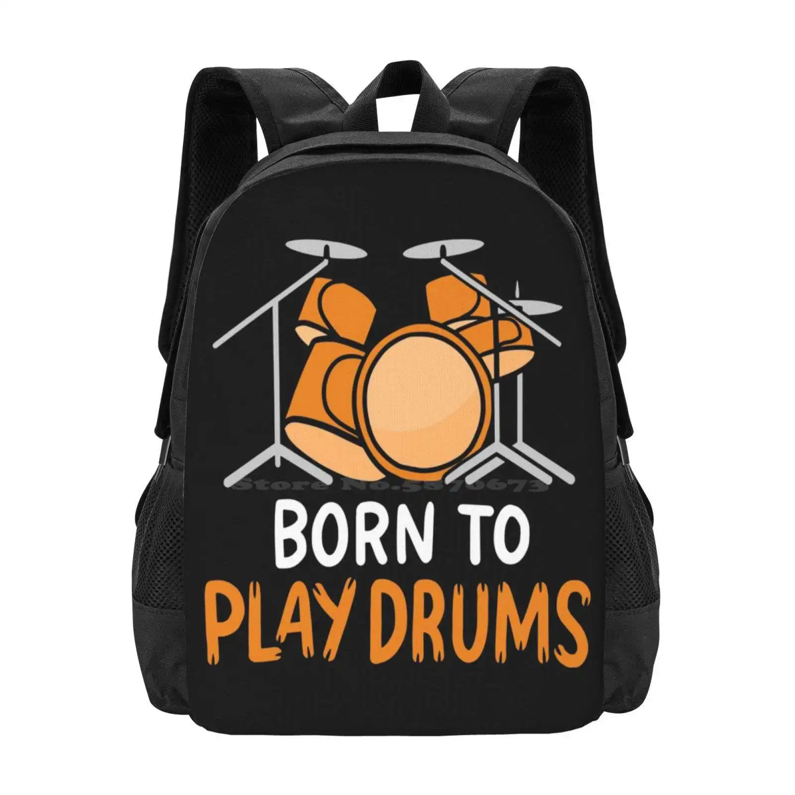 

Born To Play Drums | Drum Player Percussionist New Arrivals Unisex Bags Student Bag Backpack Funny Drummer Drum Set Drumming