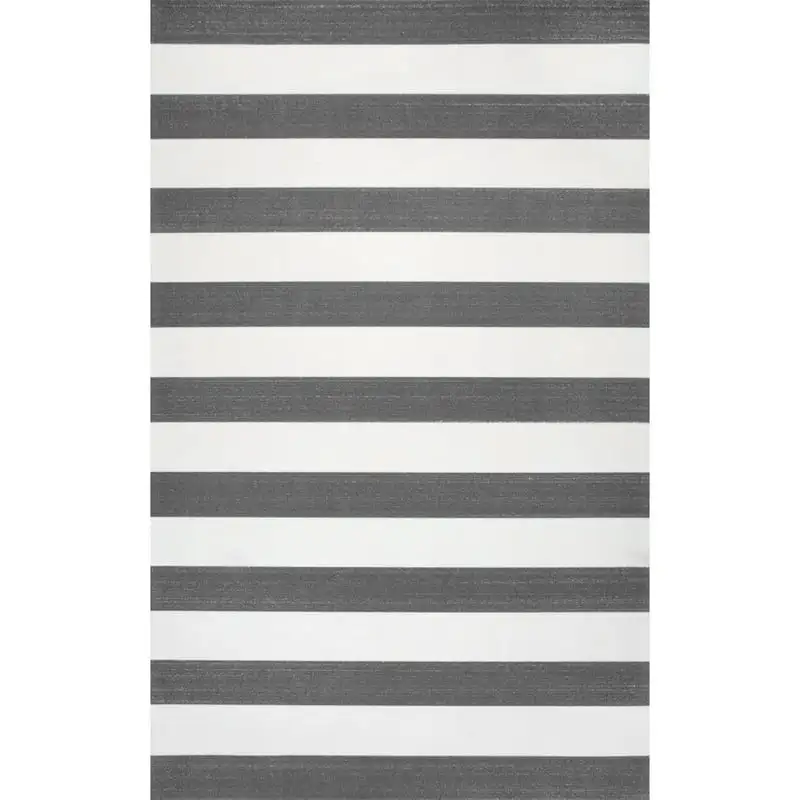Elegant and Neutral Grey Striped Indoor-Outdoor Area Rug, Perfect for Every Home Decor Scheme 5' x 8'.
Elegant and Neutral Grey Striped Indoor-Outdoor Area Rug, Perfect for Every Home Decor Scheme 5' x 8'.