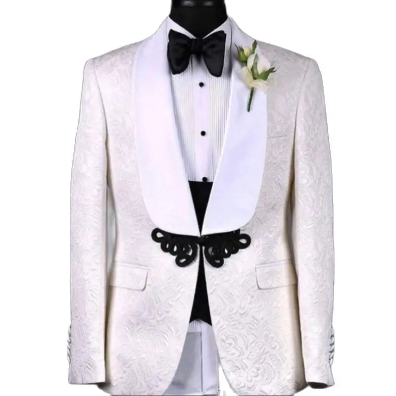 White Floral Pattern Men Suits With Black Pants Slim Fit Wedding Groom Tuxedo For Dinner Party Custom 3 Piece Jacket Vest Pant
White Floral Pattern Men Suits With Black Pants Slim Fit Wedding Groom Tuxedo For Dinner Party Custom 3 Piece Jacket Vest Pant