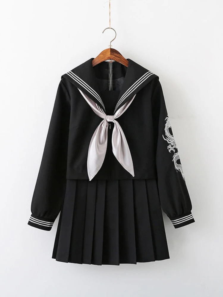 New Silver Dragon Jk Uniform Skirt Suit for Women Genuine Mid-length Dress + Embroidery Shirt Black Original Bad Girl Sailor Set
New Silver Dragon Jk Uniform Skirt Suit for Women Genuine Mid-length Dress + Embroidery Shirt Black Original Bad Girl Sailor Set