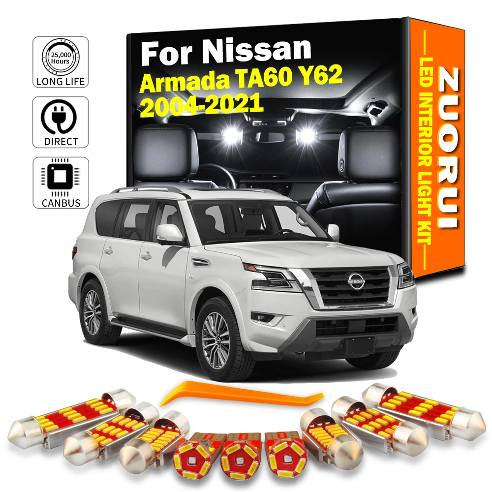ZUORUI светодиодная внутренняя карта, купольный свет Bullb Kit для Nissan Armada TA60 Y62 2004-2017 2018 2019 2020 2021, автомобильные аксессуары Canbus
ZUORUI светодиодная внутренняя карта, купольный свет Bullb Kit для Nissan Armada TA60 Y62 2004-2017 2018 2019 2020 2021, автомобильные аксессуары Canbus