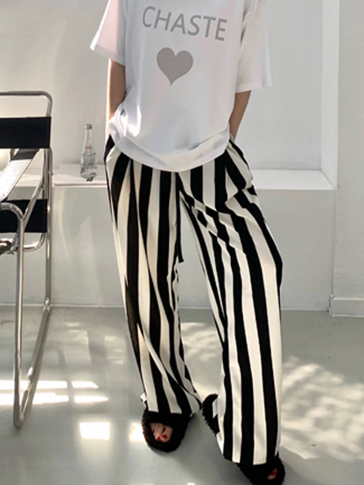 Stylish Elastic High Waist Striped Women Wide Leg Trousers 2022 Spring Summer Loose Female Floor-Length Pants
Stylish Elastic High Waist Striped Women Wide Leg Trousers 2022 Spring Summer Loose Female Floor-Length Pants