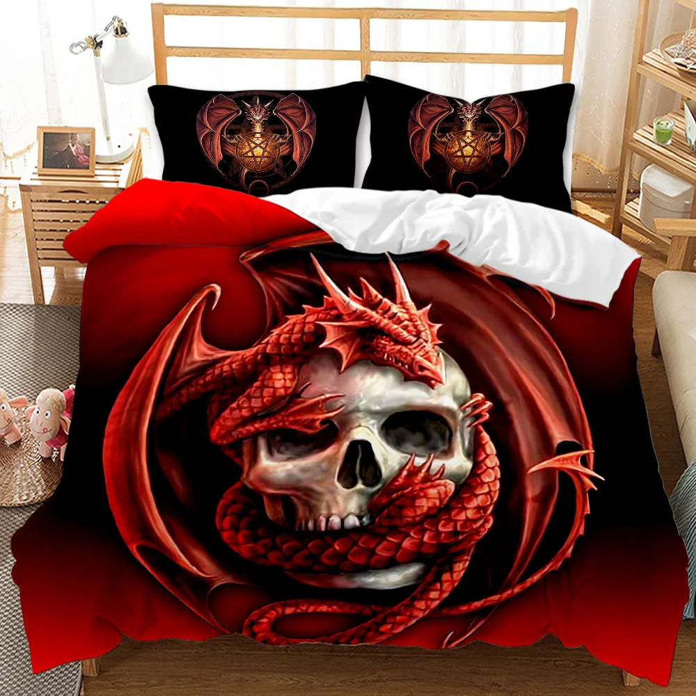 

Skull Duvet Cover Set Rose Floral Twin Bedding Set Printed Valentine's Day Halloween Skull Gothic Skeleton Polyester Qulit Cover