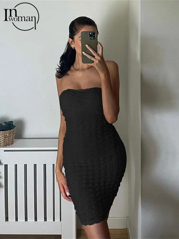 Inwoman Summer Streetwear Dresses For Women 2022 Ladies Sexy Backless Sleeveless Mini Dress Strapless White Black Dress Female 
Inwoman Summer Streetwear Dresses For Women 2022 Ladies Sexy Backless Sleeveless Mini Dress Strapless White Black Dress Female