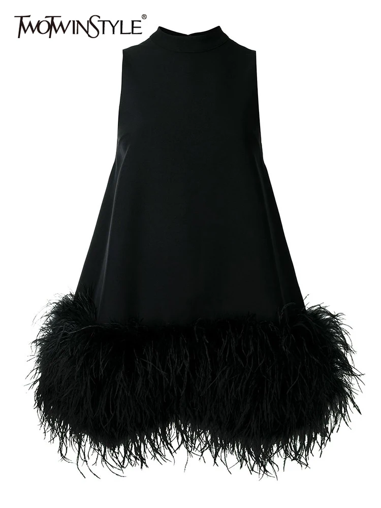 TWOTWINSTYLE Feather Fur Dress For Women O Neck Sleeveless Loose Tassel A Line Dresses Female Streetwear 2022 Summer Fashion New
TWOTWINSTYLE Feather Fur Dress For Women O Neck Sleeveless Loose Tassel A Line Dresses Female Streetwear 2022 Summer Fashion New