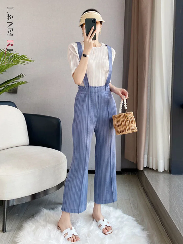 LANMREM Women Jumpsuit Straight Wide Leg Solid Color Pleated High Waist Jumpsuits Female All Match 2022 Summer New 2R2294
LANMREM Women Jumpsuit Straight Wide Leg Solid Color Pleated High Waist Jumpsuits Female All Match 2022 Summer New 2R2294