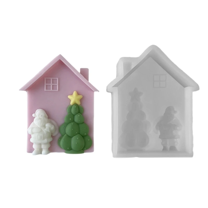 

E0BF Exquisite Silicone Mold DIY Crafting Moulds Christmas House Shaped Candle Molds