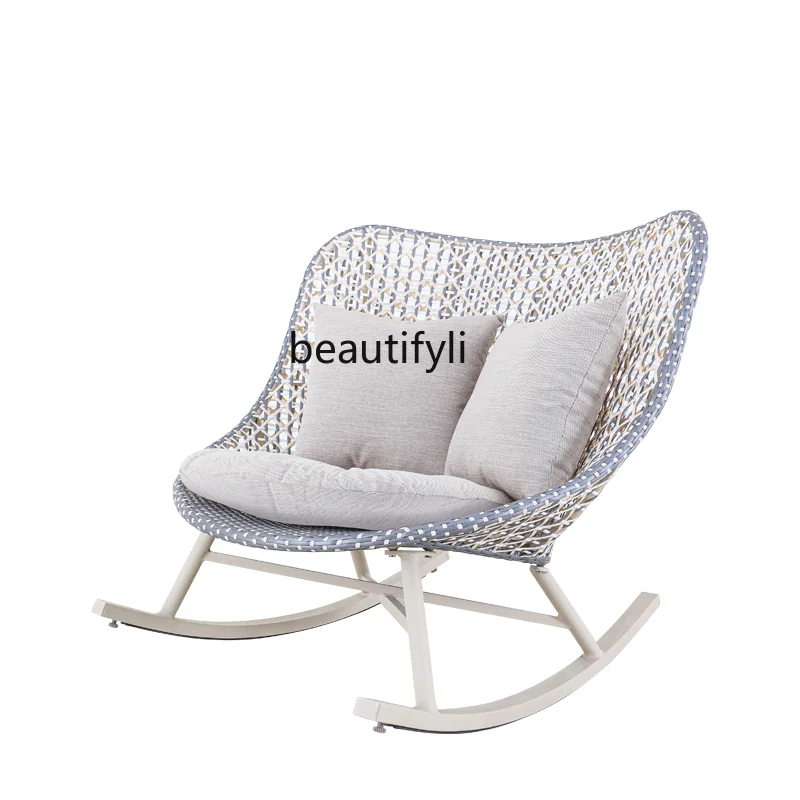 

Home Nordic Home Rattan Lazy Rocking Chair Adult Balcony Leisure Chair Adult Nap Recliner Leisure Chair single sofa chair