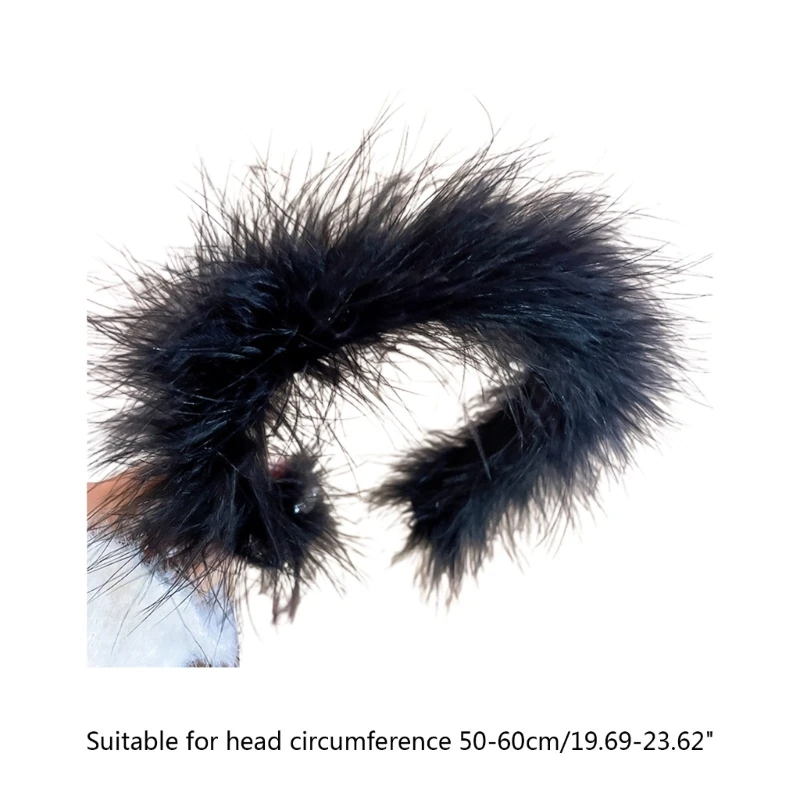 

Темпераментная повязка для волос с украшением из перьев, широкая цветная повязка на голову в форме пуха для девочек, праздник, свадьба, вечеринка R7RF