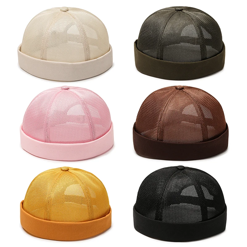 

2023 Hot Sale Cotton Brimless Skullies Cap Beanie Hat Women Hip Hop Hats Summer Hats Vintage Men's Solid Color Street Dome Hats