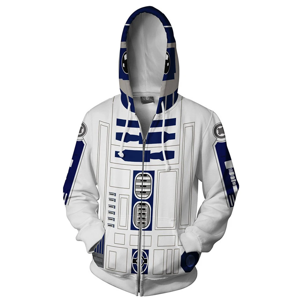 

Star Cosplay R2-D2 Hoodie 3D Print Hood Zipper Up Hoodie Adult Jacket Sweatshirt Pullover Coat