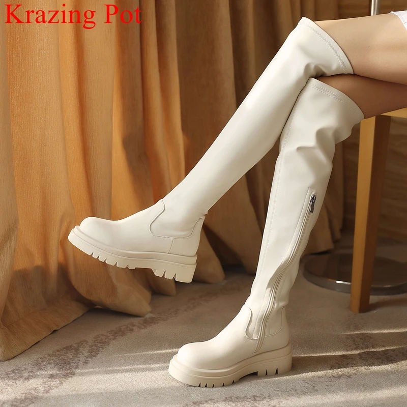 Krazing Pot Big Size Cow Leather High Heels Long Stretch Boots Warm Winter Shoes Zipper Platform Office Lady Over-the-knee Boots
Krazing Pot Big Size Cow Leather High Heels Long Stretch Boots Warm Winter Shoes Zipper Platform Office Lady Over-the-knee Boots
