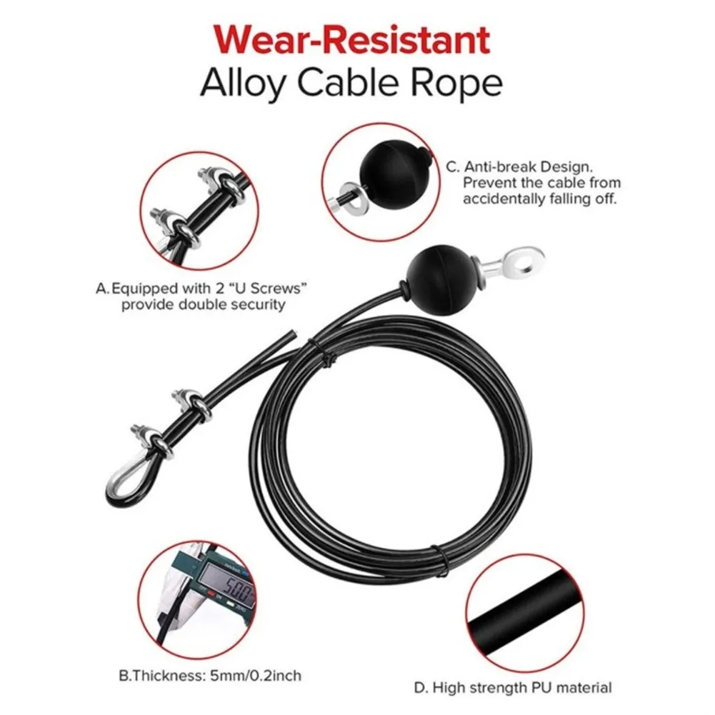 4M Adjustable Gym Cable Wire Rope Heavy Duty Steel Replacement Parts HomeFitness Black Steel Wire + Rubber 4M / 157.5 Inch
4M Adjustable Gym Cable Wire Rope Heavy Duty Steel Replacement Parts HomeFitness Black Steel Wire + Rubber 4M / 157.5 Inch