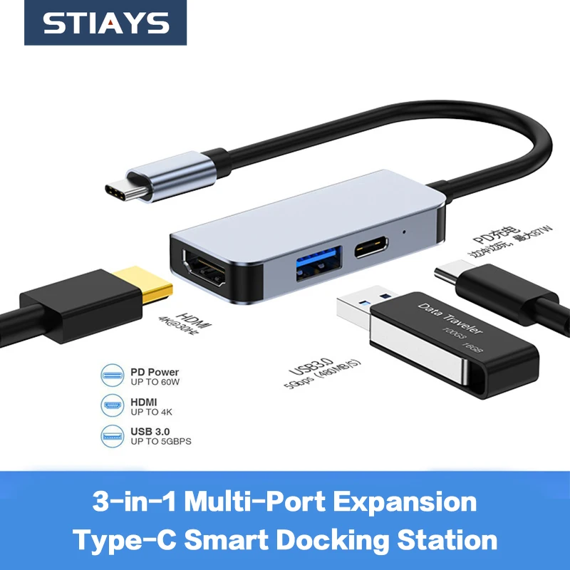 STIAYS USB C Hub HDMI Compatible USB Type C to USB 3.0 Hub Splitter Adapter for MacBook Pro iPad Pro Samsung S10 Note 10 USB Hub
STIAYS USB C Hub HDMI Compatible USB Type C to USB 3.0 Hub Splitter Adapter for MacBook Pro iPad Pro Samsung S10 Note 10 USB Hub