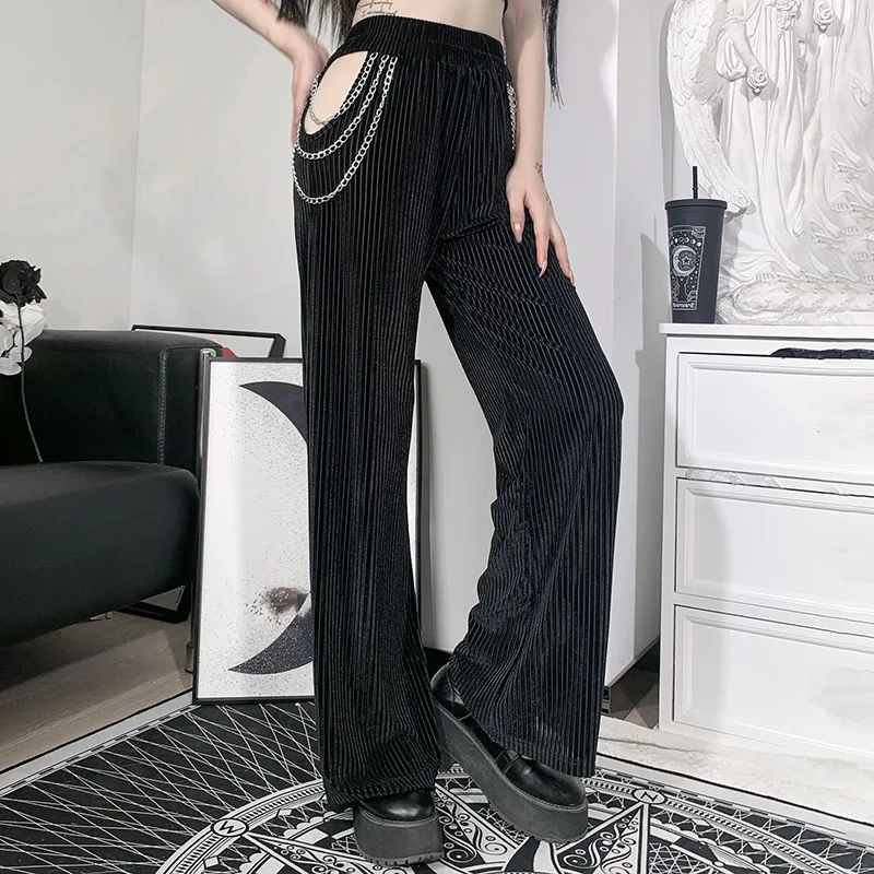 Dark Sexy Hollow Out Chain Wide Leg Straight Pants Women 2023 Gothic Black High Waist Casual Loose Y2k Pants Harajuku Trousers
Dark Sexy Hollow Out Chain Wide Leg Straight Pants Women 2023 Gothic Black High Waist Casual Loose Y2k Pants Harajuku Trousers
