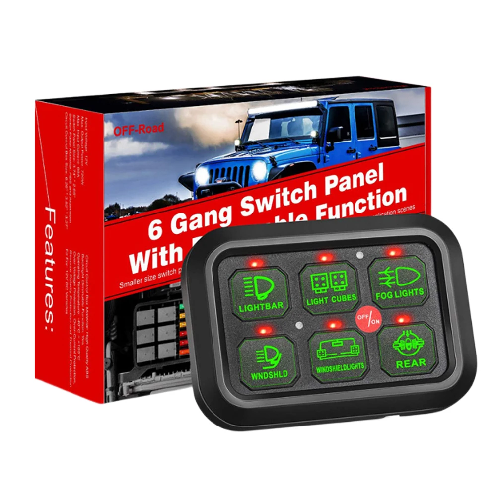 6 Gangs LED Switch Panel 720W LED Light Switch Control Panel 12V 60A Circuit Control System Relay Box for Car Truck Off Road ATV
6 Gangs LED Switch Panel 720W LED Light Switch Control Panel 12V 60A Circuit Control System Relay Box for Car Truck Off Road ATV